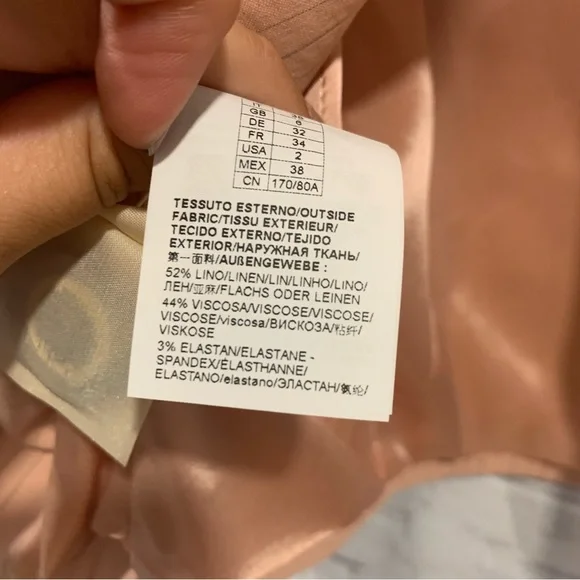 NEW Pinko Linen Double Breasted Pink Pinstripe Blazer Size 2 - Picture 12 of 12